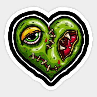 Zombie Heart Stitched Plaster Green Valentines Day Sticker